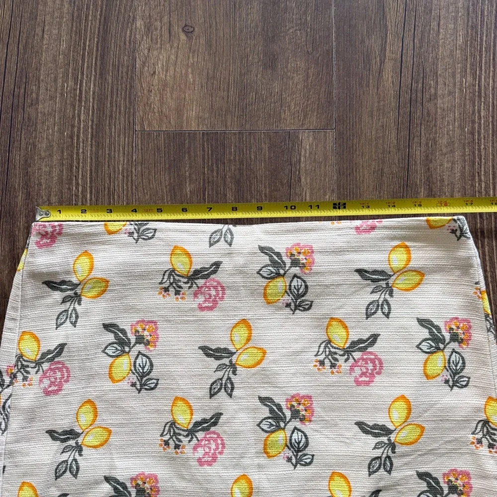 LOFT Mini Skirt Womens 12 Cream Lemon Floral Print Waffle Texture Citrus Garden